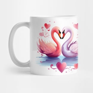 Valentine Kissing Swan Bird Couple Mug